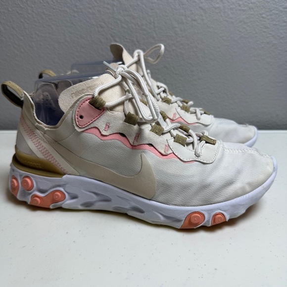 Nike Womens React Sneakers Size 8 Shoes Cream Pink Peach Running Comfy - Picture 2 of 9